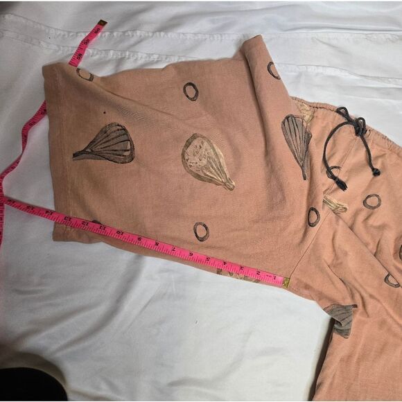 BLUE FISH seashell hand printed drawstring wide leg cropped pajama pants XL - Picture 12 of 12